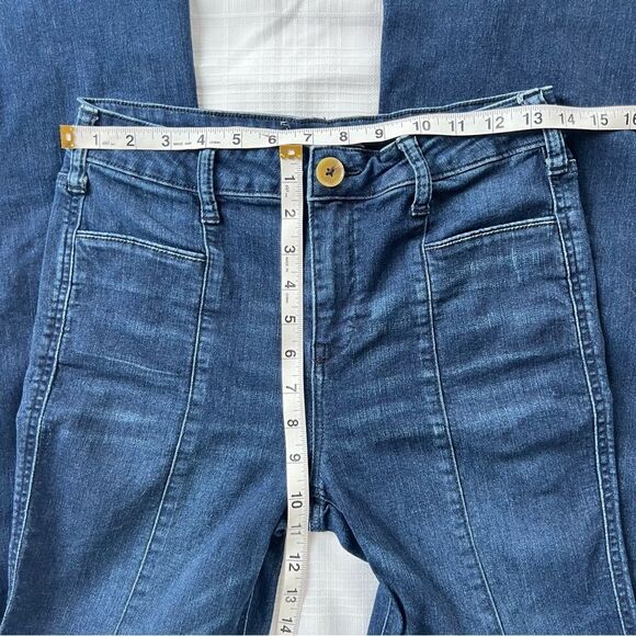 Y2K Altar’d State High Waist Wide Flare Bell Denim Dark Wash Boho Jeans Size 27 - Picture 6 of 11